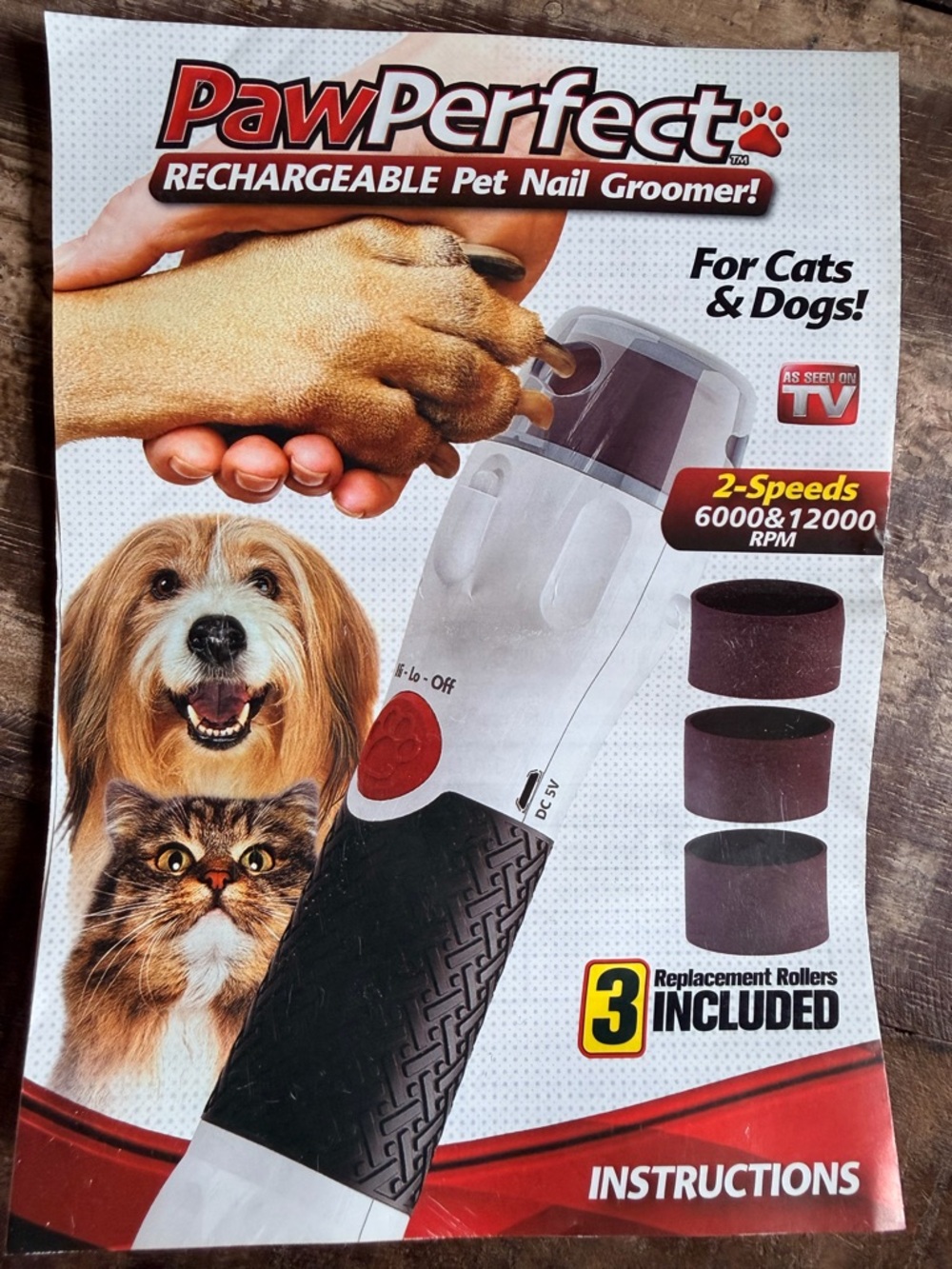 Rechargeable Pet Nail Groomer - White & Black